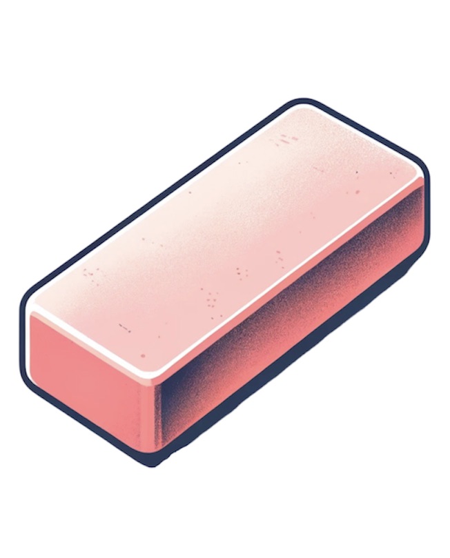 An illustration of a pink school eraser.